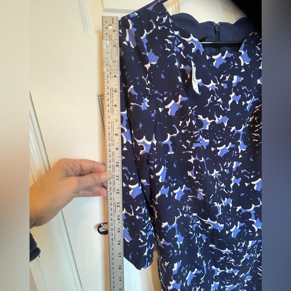 Talbots Petite 6P Navy Blue Floral Sheath Dress NWT Scalloped Neck - Picture 8 of 15